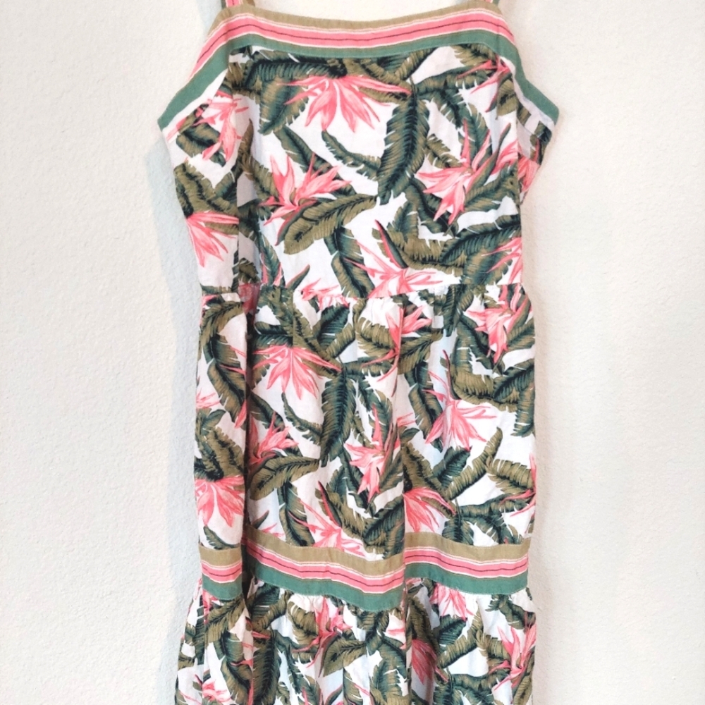 LOFT Floral Leaf Print Maxi Dress in Pink, Green, White - Picture 3 of 9